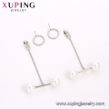 E-672 xuping silver color stainless steel fashion shell pearl design popular women's drop earrings